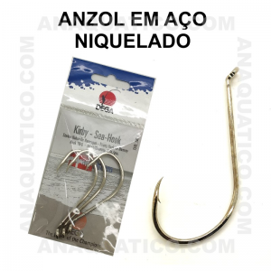 ANZOL DEGA 7370 AÇO NIQUELADO Nº 8/0 C/ 3 PCS