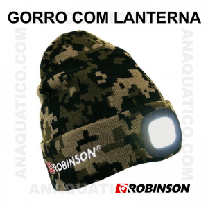 GORRO ROBINSON EM LÃ COM LANTERNA COR CAMO