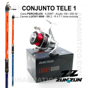 CONJUNTO TELE 1 CANA PERCHELES + CARRETO LUCKY 6000