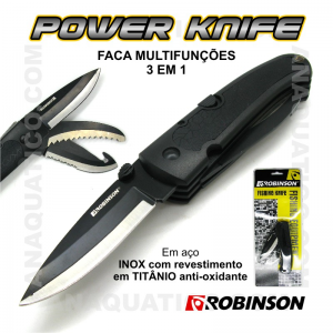 FACA DOBRÁVEL MULTIFUNÇÕES ROBINSON EM INOX E TITÂNIO 8.5CM