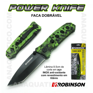 FACA DOBRÁVEL ROBINSON LÂMINA EM INOX E TITÂNIO 8.5CM