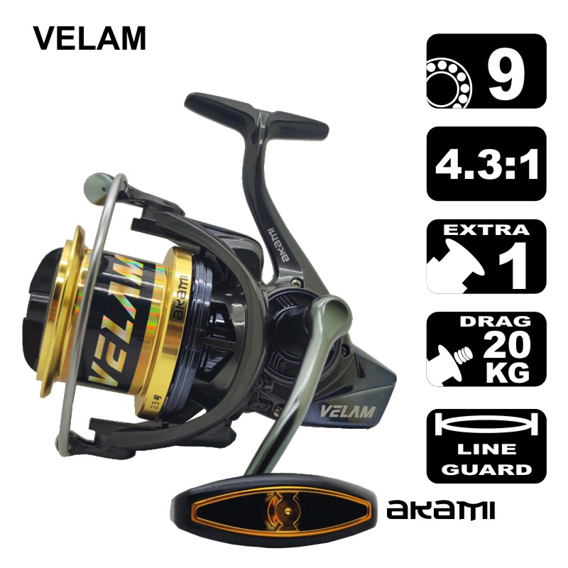 Velam CARRETOS : CARRETO AKAMI VELAM BB 9 / Drag 20Kg / R 4.3:1
