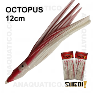 OCTOPUS SUGOI 12 CM COR VERMELHO E BRANCO - 5 PCS