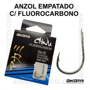 ANZOL AKAMI EMPATADO CHINU Nº 8 BLACK NICKEL - LINHA FLUOROCARBONO - 0.26mm - C/ 10 PCS