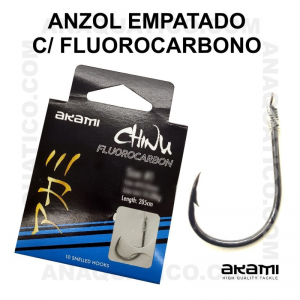 ANZOL AKAMI EMPATADO CHINU Nº 8 BLACK NICKEL - LINHA FLUOROCARBONO -  0.26mm - C/ 10 PCS