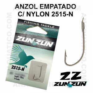 ANZOL ZUN ZUN EMPATADO 2515-N Nº 12 NICKEL - LINHA NYLON - 0.22mm - C/ 10 PCS