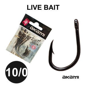 ANZOL AKAMI LIVE BAIT HIGH CARBON Nº 10/0 BLACK NICKEL C/ 5 PCS