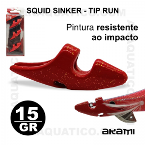 SQUID SINKER AKAMI TIP RUN - 15GR - COR VERMELHO - 3  PCS