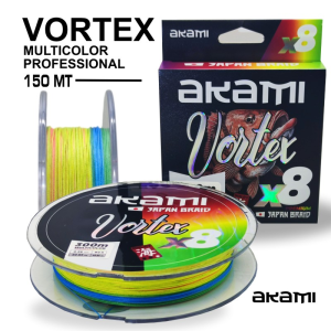 LINHA AKAMI VORTEX X8 PE MULTICOLOR 0,14mm / 9.63kg / 150 Mt