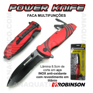 FACA DOBRÁVEL MULTIFUNÇÕES ROBINSON LÂMINA EM INOX E TITÂNIO 8.5CM