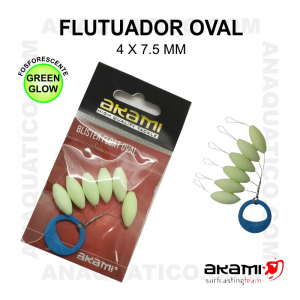 FLUTUADOR AKAMI FOSFORESCENTE VERDE Nº000 - 4X7.5MM - 6 PCS