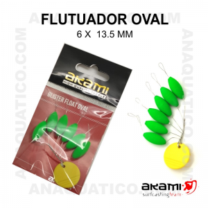 FLUTUADOR AKAMI  Nº1 - 6X13.5MM COR VERDE FLUOR - 6 PCS